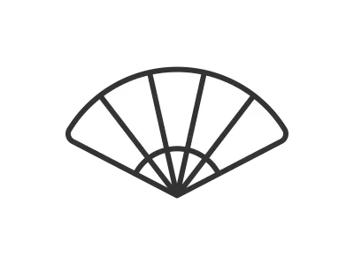 金色の扇子のアイコンのイラスト