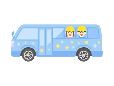 水色の幼稚園バスのイラスト