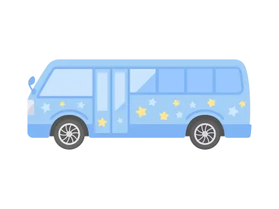 水色の幼稚園バスのイラスト
