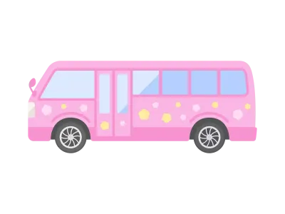ピンク色の幼稚園バスのイラスト