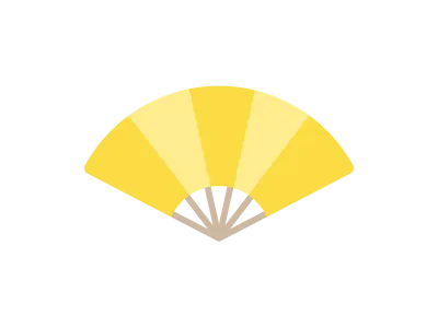 金色の扇子のアイコンのイラスト