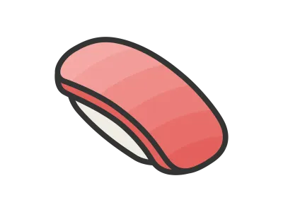 マグロのトロの寿司のアイコンのイラスト