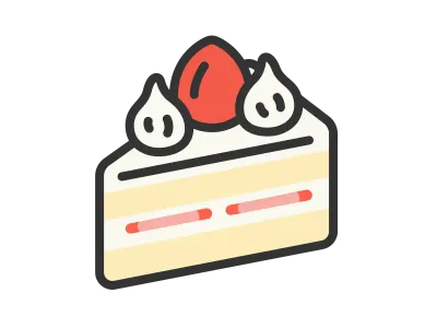 イチゴのショートケーキのアイコンのイラスト