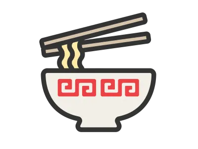 丼に入ったラーメンのアイコンのイラスト