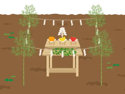 土地の地鎮祭のイラスト