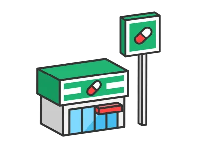 薬局の外観のイラスト