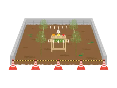 土地の地鎮祭のイラスト