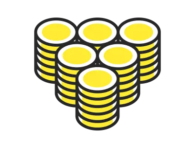 積み重なったコインの束のアイコンのイラスト