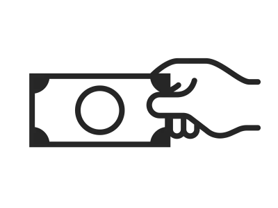 紙幣を持つ手のアイコンのイラスト