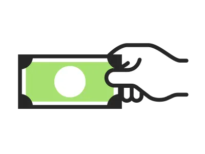 紙幣を持つ手のアイコンのイラスト