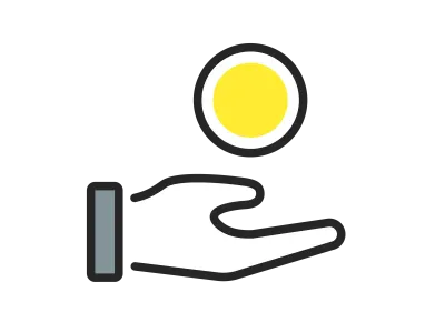 手の上のコインのアイコンのイラスト