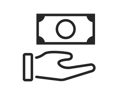 手の上にある紙幣のアイコンのイラスト