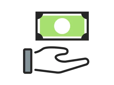 手の上にある紙幣のアイコンのイラスト