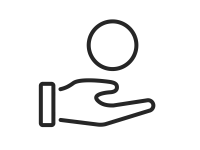 手の上のコインのアイコンのイラスト