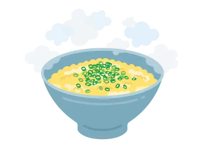 ネギをのせた卵かけご飯のイラスト