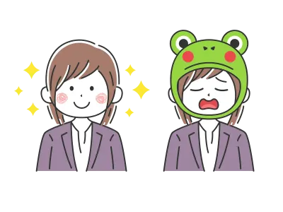 ビジネスウーマンの蛙化現象のイラスト