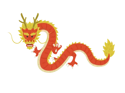 飛んでいる赤龍のイラスト