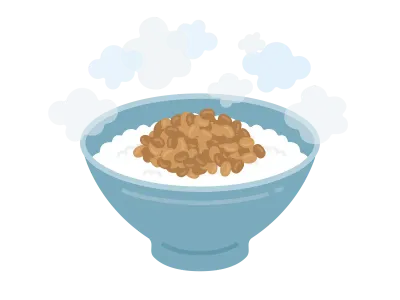 炊きたての納豆ご飯のイラスト