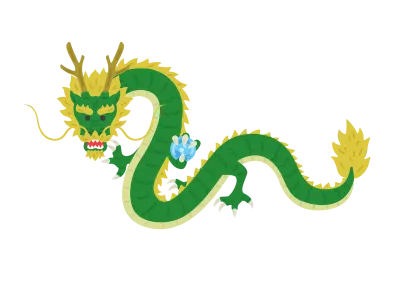 玉を持って飛んでいる龍のイラスト