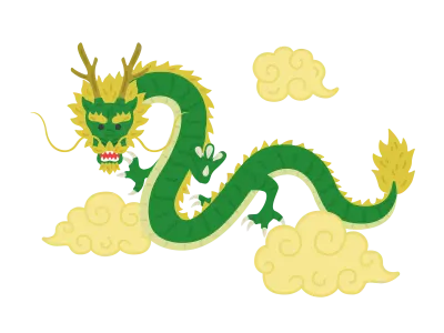雲の中を泳ぐ龍のイラスト