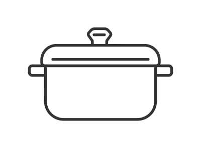 調理鍋の線画のイラスト