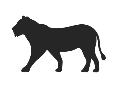 メスライオンのシルエットのイラスト