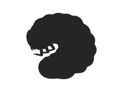 カブトムシの幼虫のシルエットのイラスト