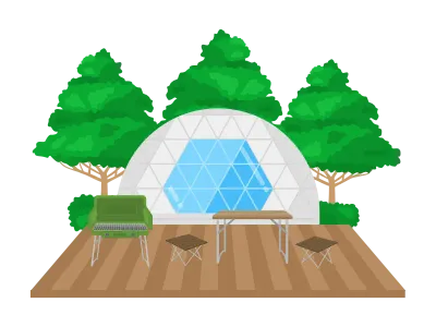 グランピングキャンプ場のイラスト