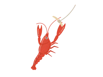 ザリガニ釣りのイラスト