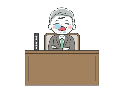 議会で居眠りをする年配議員のイラスト