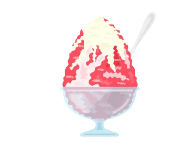 いちごミルクかき氷のイラスト