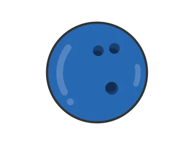 青色のボウリングボールのイラスト
