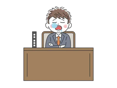 議会で居眠りをする男性議員のイラスト