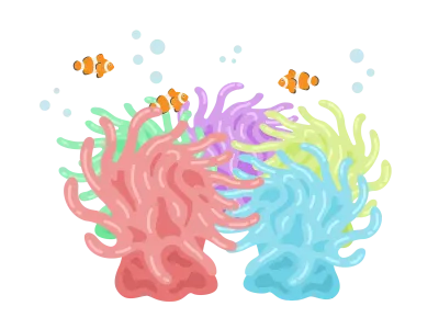 カクレクマノミとイソギンチャクのイラスト