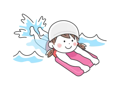 ビート板を使って練習する女の子のイラスト