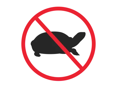 ミシシッピアカミミガメの放流禁止マークのシルエットのイラスト