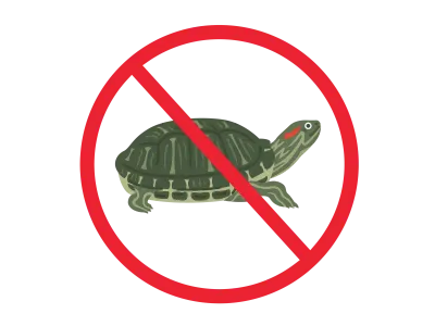ミシシッピアカミミガメの放流禁止マークのイラスト