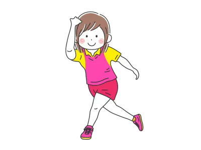 ボウリングをする女性のイラスト