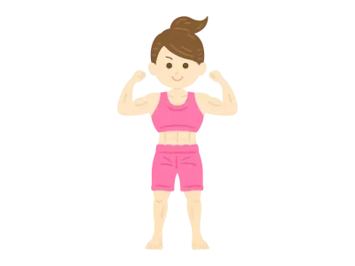 マッスルポーズを取る女性のイラスト