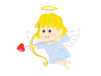 ハートの弓矢を持ったキューピットのイラスト