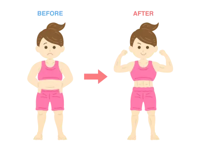 ダイエットした女性のビフォーアフターのイラスト