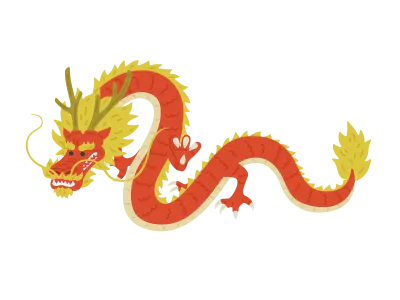 飛んでいる赤龍のイラスト