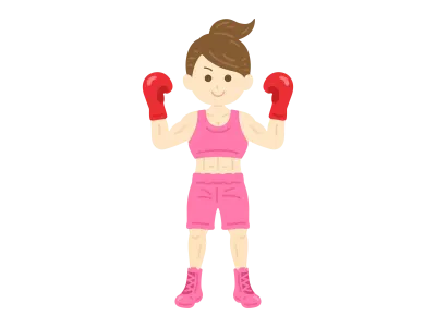 女性のボクシング選手のイラスト