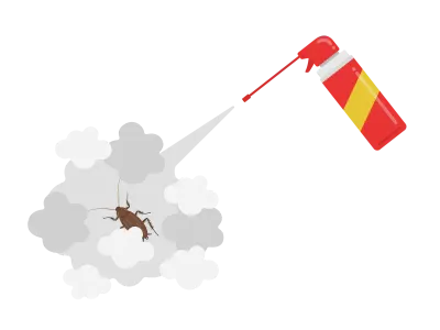 スプレーでゴキブリを撃退するイラスト