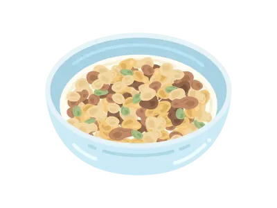 牛乳をかけたグラノーラのイラスト