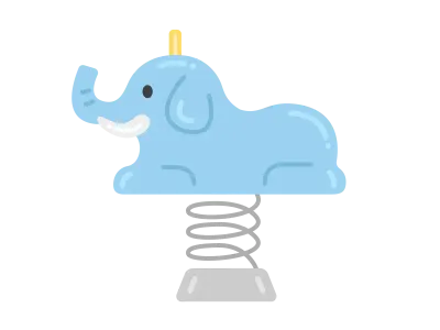 公園にある象のスプリング遊具のイラスト