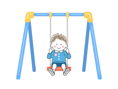 ブランコに乗る幼稚園児の男の子のイラスト
