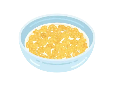牛乳をかけたコーンフレークのイラスト