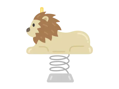 公園にあるライオンのスプリング遊具のイラスト