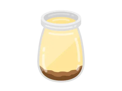 瓶に入ったカスタードプリンのイラスト